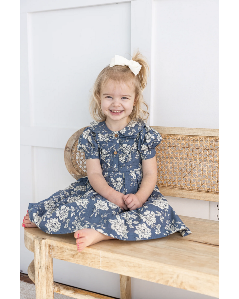 Yo Baby Floral Bloomer & Dress Set {Navy}