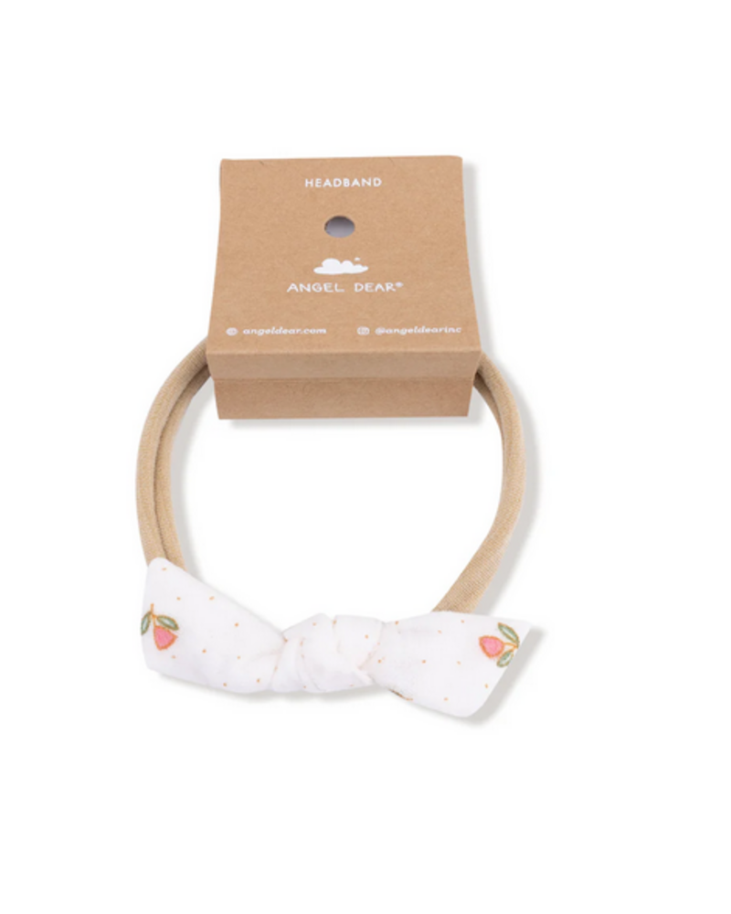 Angel Dear Petite Pointe Fleur Bow w/ Nylon Headband {Rose/Cream}