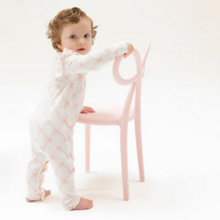 Angel Dear Ribbon Bow Trellis L/S Ruffle Romper {Pink}