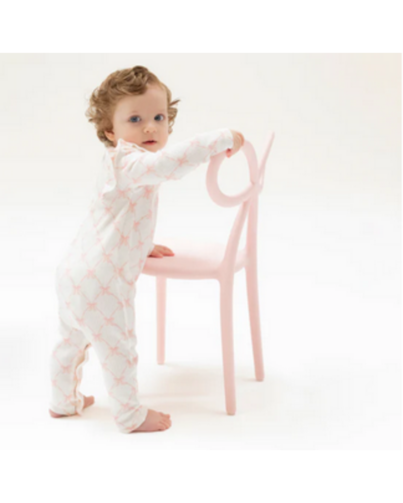 Angel Dear Ribbon Bow Trellis L/S Ruffle Romper {Pink}