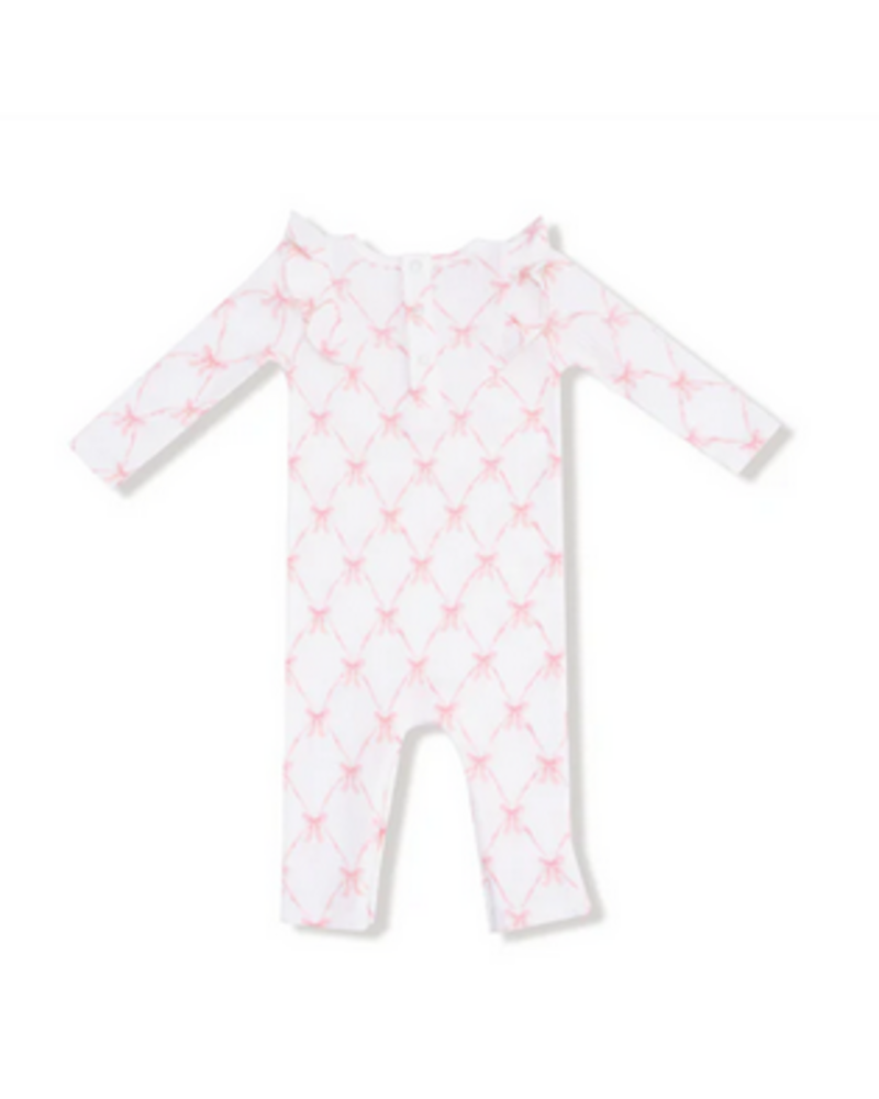 Angel Dear Ribbon Bow Trellis L/S Ruffle Romper {Pink}