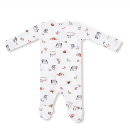 Angel Dear Little Farm 2 Way Zipper Footie {Ivory}