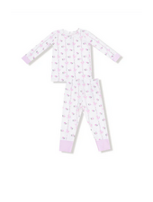 Angel Dear Dainty Buds and Bows Stripe L/S Loungewear Set {Wht/Pnk}