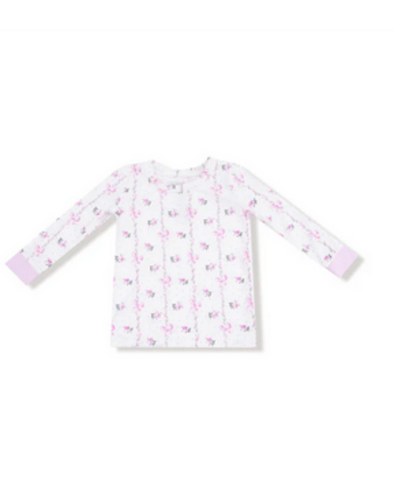 Angel Dear Dainty Buds and Bows Stripe L/S Loungewear Set {Wht/Pnk} F25
