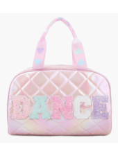 OMG Accessories 'Dance' Quilted Metallic Duffle Bag {Light Pink Glitter}