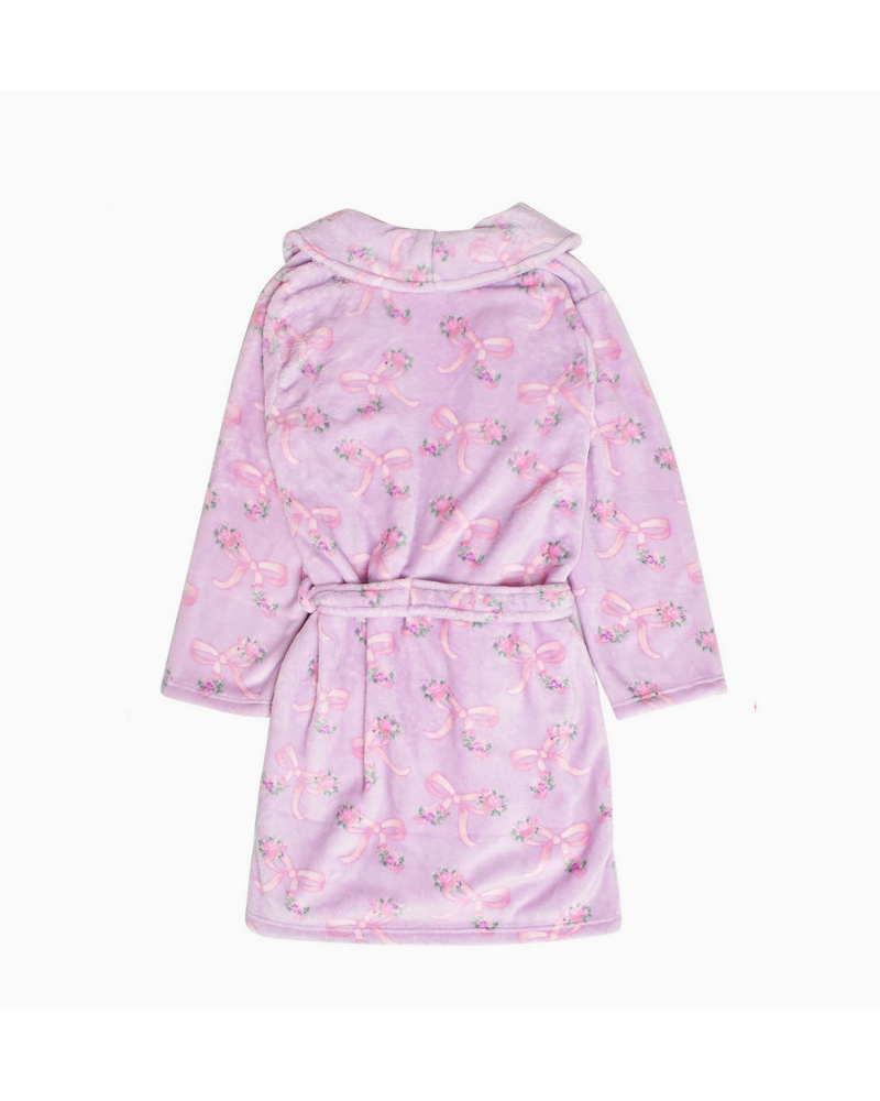 OMG Accessories Fleece Printed Bath Robe {Orchid Floral Bow Print}