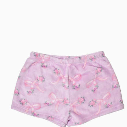OMG Accessories Fleece Printed Cozy Short {Orchid Floral Bow Print}