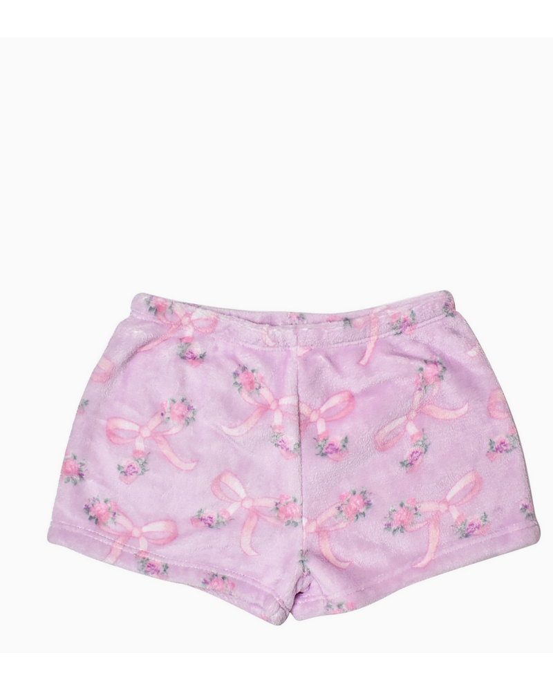 OMG Accessories Fleece Printed Cozy Short {Orchid Floral Bow Print}