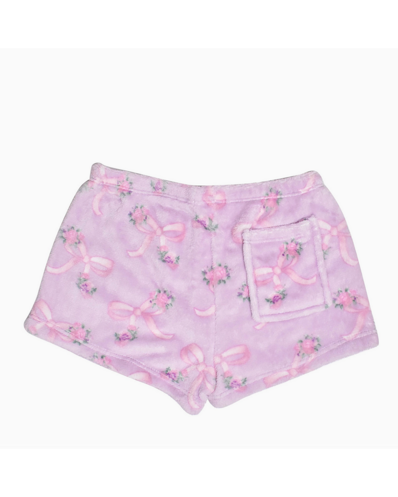 OMG Accessories Fleece Printed Cozy Short {Orchid Floral Bow Print}