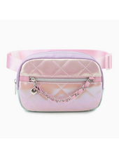 OMG Accessories Metallic Quilted Fanny Pack {Light Pink Multi}
