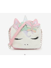 OMG Accessories Miss Gwen Unicorn White Plush Crossbody Purse {Pink}