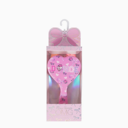 OMG Accessories 'Dance' Floral Printed Heart Shaped Hairbrush {Pink}
