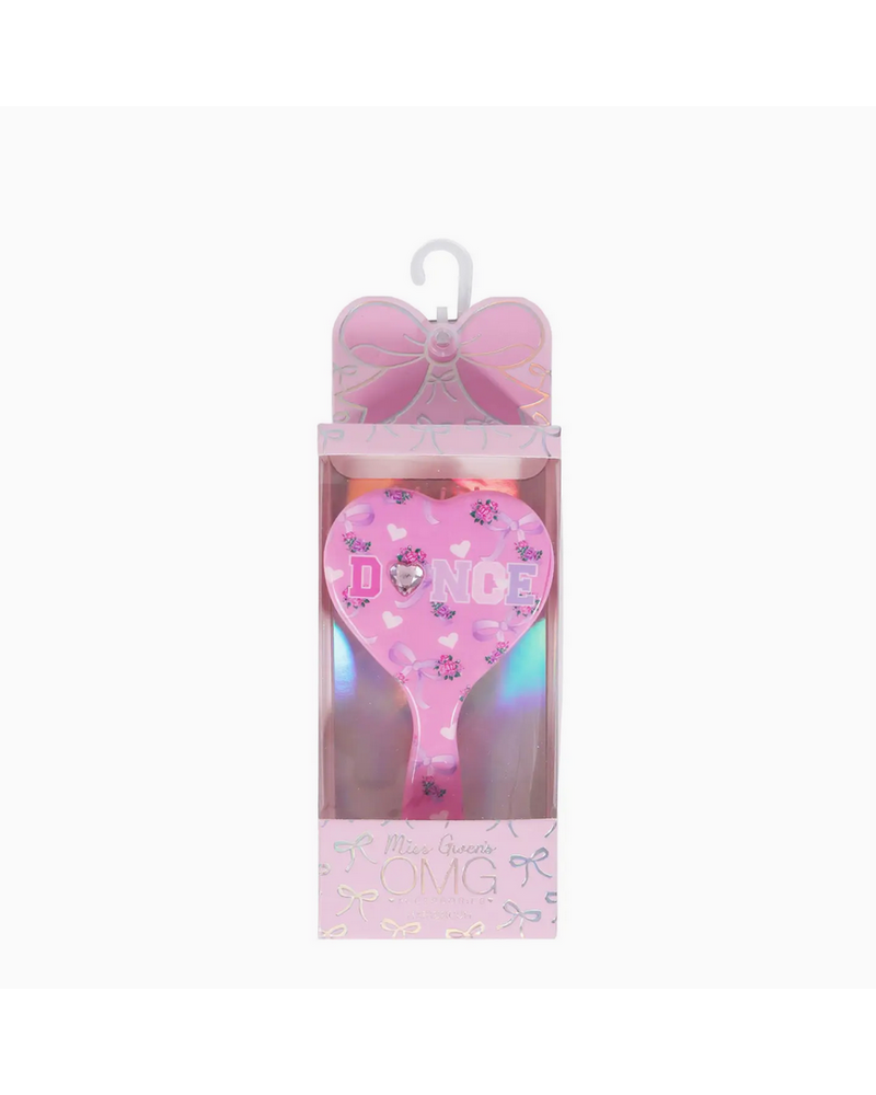 OMG Accessories 'Dance' Floral Printed Heart Shaped Hairbrush {Pink}