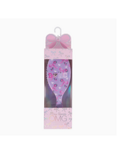 OMG Accessories 'Dance' Floral Bow Printed Hairbrush {Orchid}