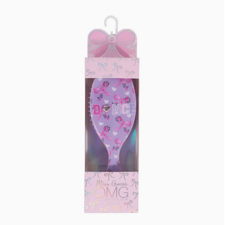 OMG Accessories 'Dance' Floral Bow Printed Hairbrush {Orchid}