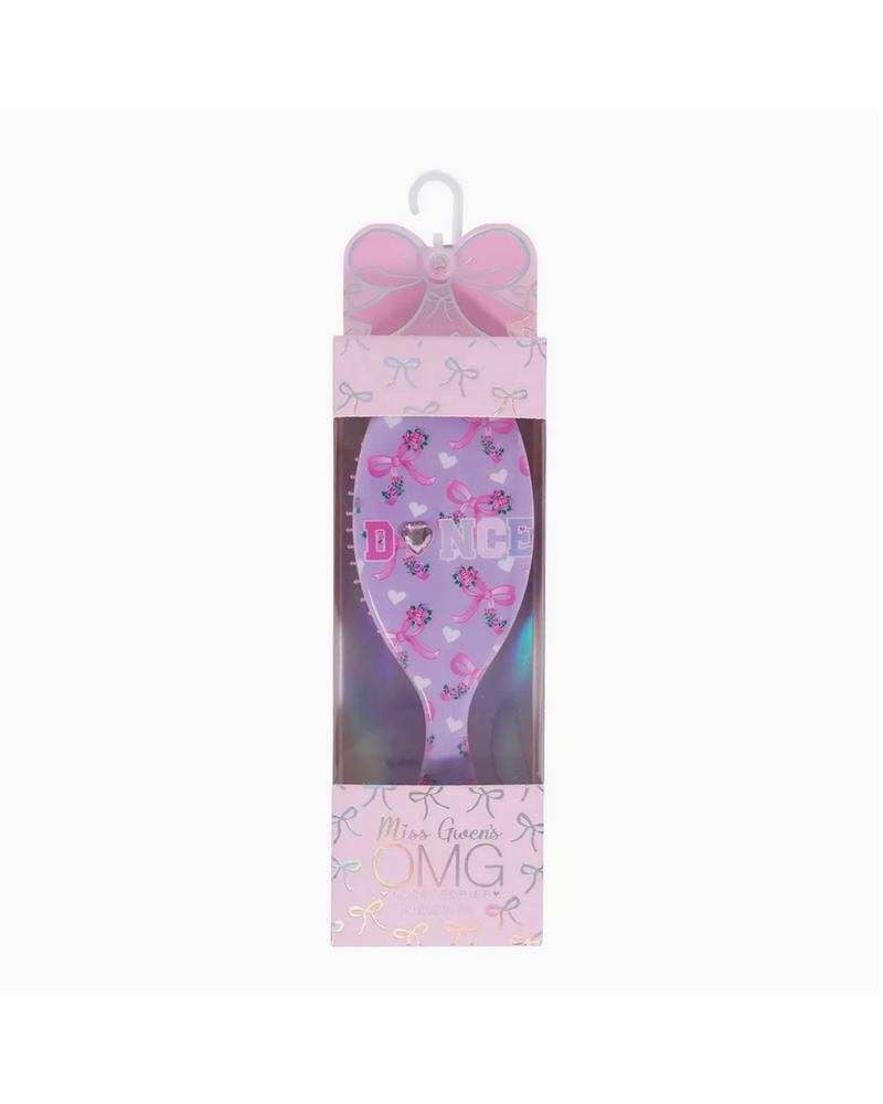 OMG Accessories 'Dance' Floral Bow Printed Hairbrush {Orchid}