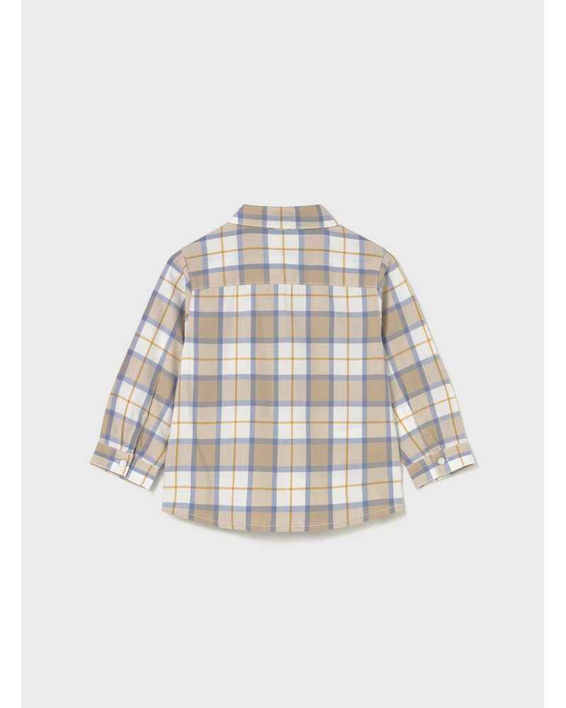 Mayoral Plaid L/S Button Up & Jean Set {Wht/Blue/Tan}