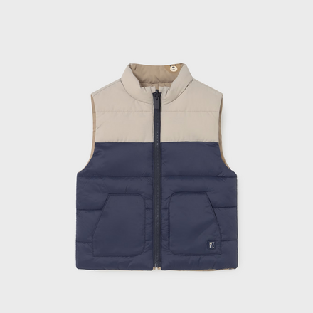 Mayoral Reversible Puffer Vest {Navy/Tan}