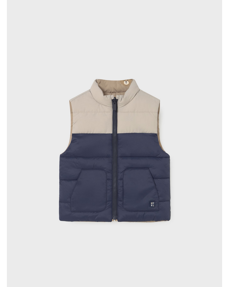 Mayoral Reversible Puffer Vest {Navy/Tan}