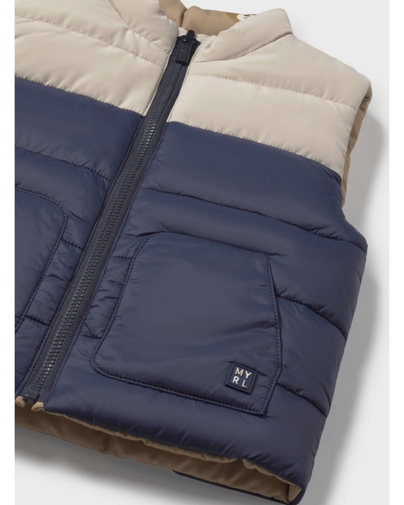 Mayoral Reversible Puffer Vest {Navy/Tan}