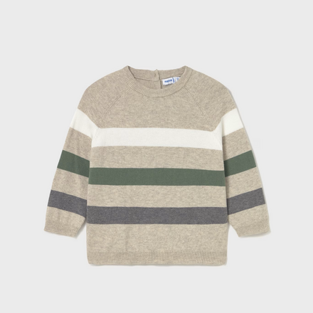 Mayoral Stripe Sweater Pant Set {Tan/Green}
