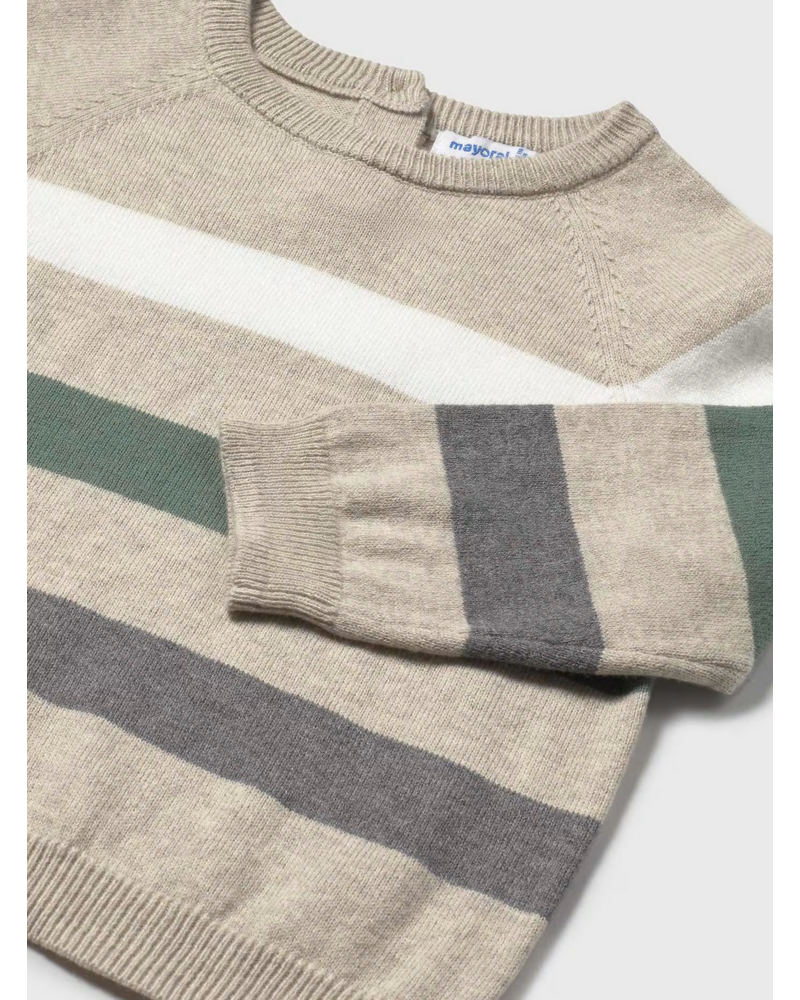 Mayoral Stripe Sweater Pant Set {Tan/Green}