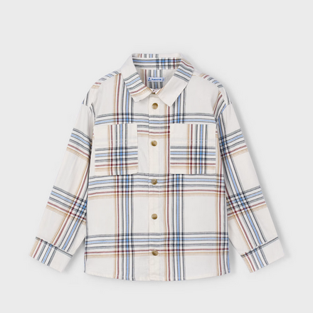 Mayoral Plaid Shirt/Corduroy Set {Crm/Bur/Blue}