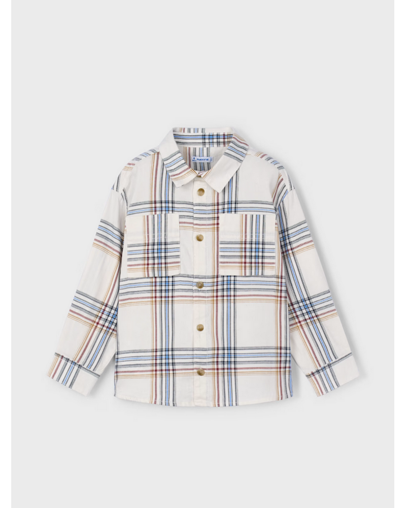 Mayoral Plaid Shirt/Corduroy Set {Crm/Bur/Blue}