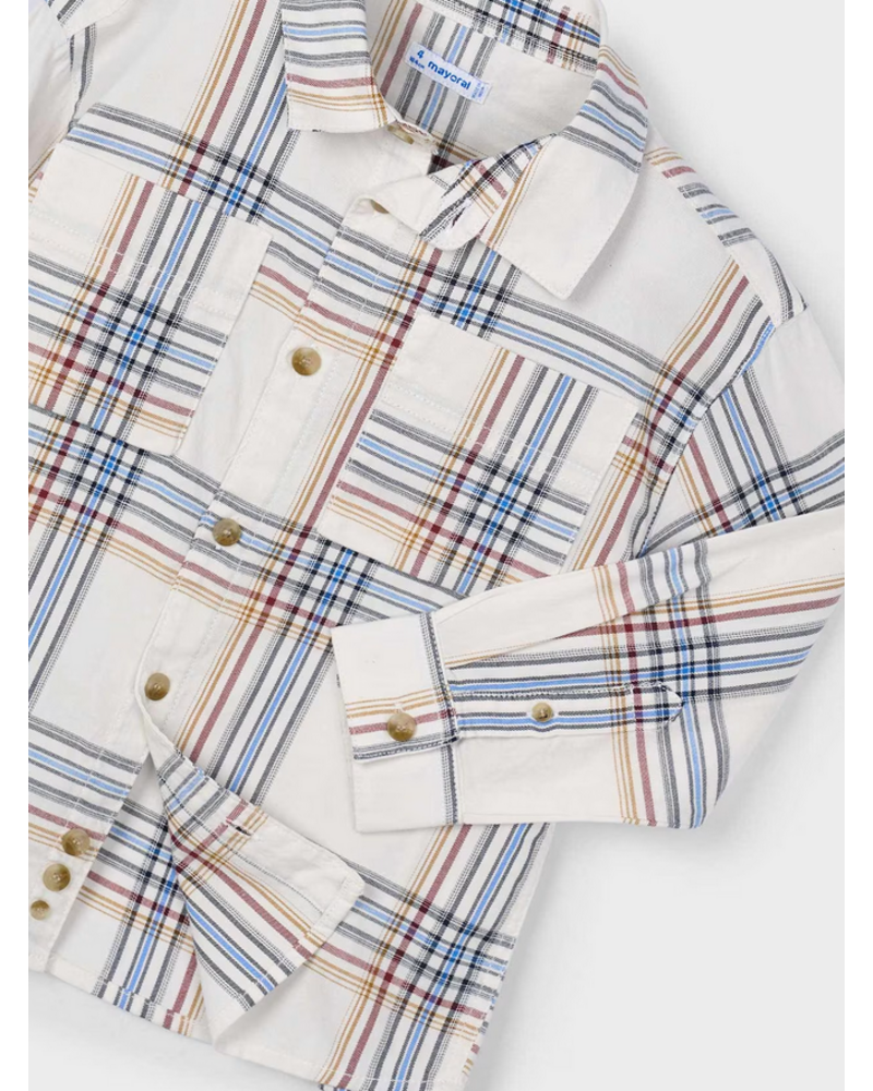 Mayoral Plaid Shirt/Corduroy Set {Crm/Bur/Blue}