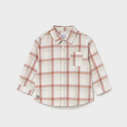 Mayoral Plaid Shirt/ Pant Set {Crm/Org/Rust}