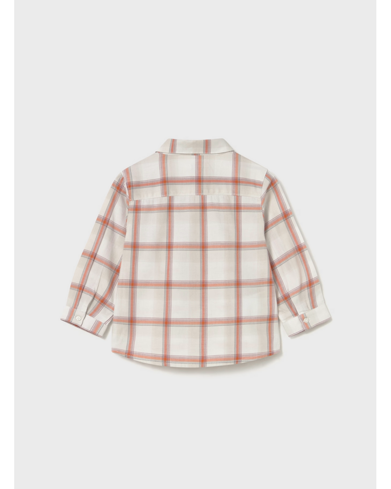 Mayoral Plaid Shirt/ Pant Set {Crm/Org/Rust}