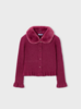 Mayoral Faux Fur Collar Cardigan {Cherry}