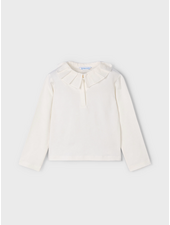 Mayoral Ruffle Collar Shirt w/ Plaid Short Set {Ivory/Cherry}