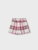 Mayoral Ruffle Collar Shirt w/ Plaid Short Set {Ivory/Cherry}