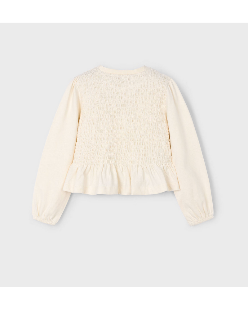 Mayoral Blouse & Pleather Shorts Set {Ivory/Brown}