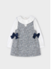 Mayoral Tweed Pinafore Dress {White/Navy}