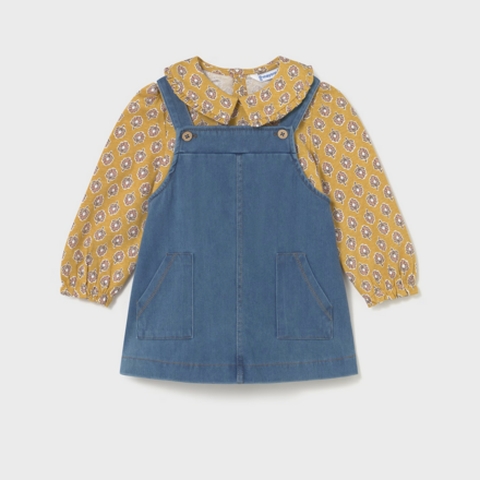 Mayoral Overall Shirt/Dress Set {Mustard}