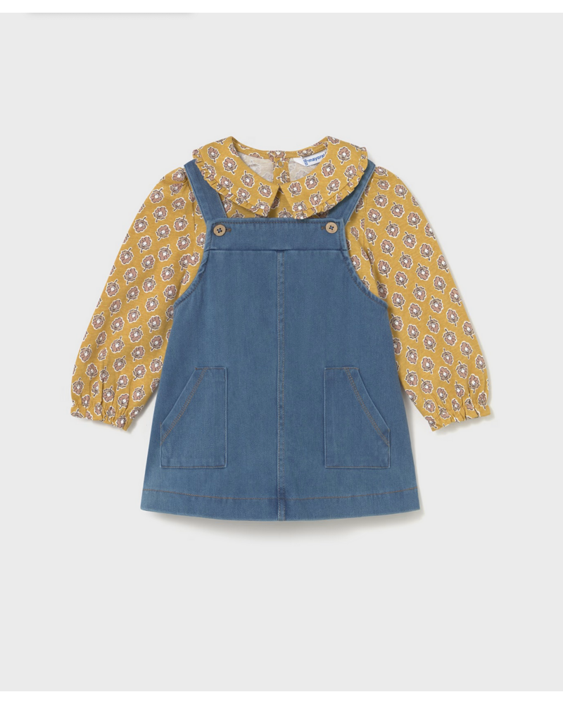 Mayoral Overall Shirt/Dress Set {Mustard}