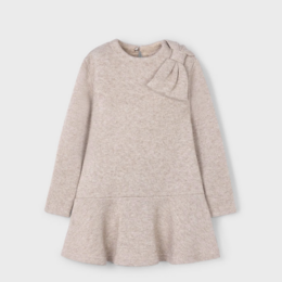 Mayoral Bow Knit Dress {Tan/Gold Shimmer}