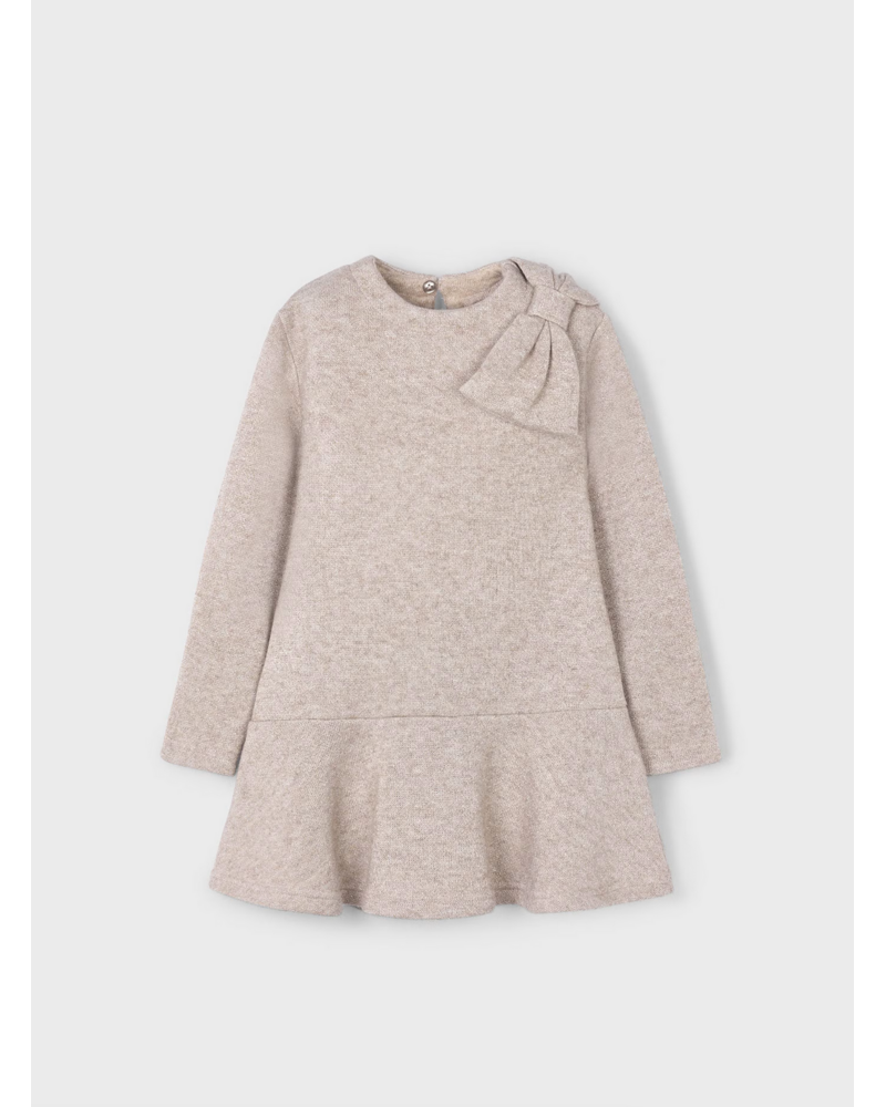 Mayoral Bow Knit Dress {Tan/Gold Shimmer}