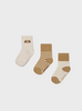 Mayoral Dog 3pk Socks {Ivory/Tan}