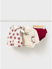Mayoral Apple 3PC Vest/Bloomer Set{Ivory/Red}