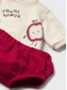 Mayoral Apple 3PC Vest/Bloomer Set{Ivory/Red}