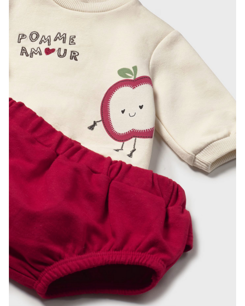 Mayoral Apple 3PC Vest/Bloomer Set{Ivory/Red}