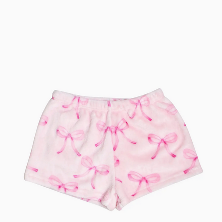 OMG Accessories Fleece Printed Cozy Short {Pink Bow Print}