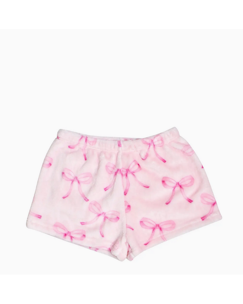 OMG Accessories Fleece Printed Cozy Short {Pink Bow Print}