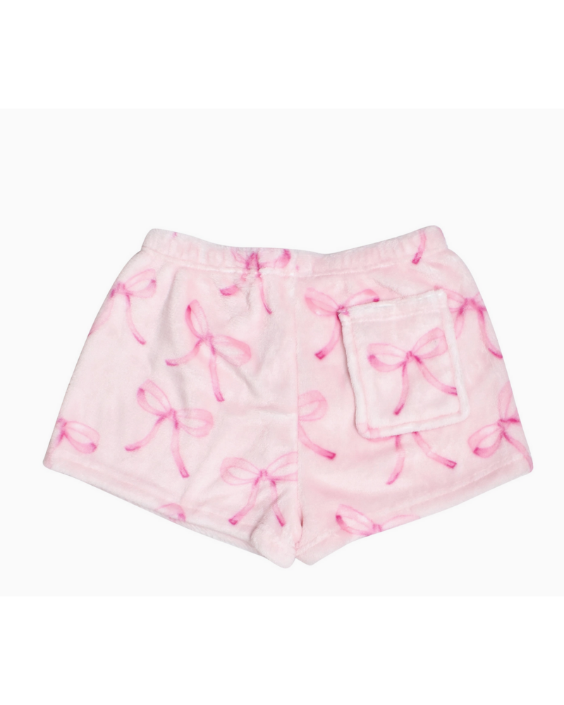 OMG Accessories Fleece Printed Cozy Short {Pink Bow Print}