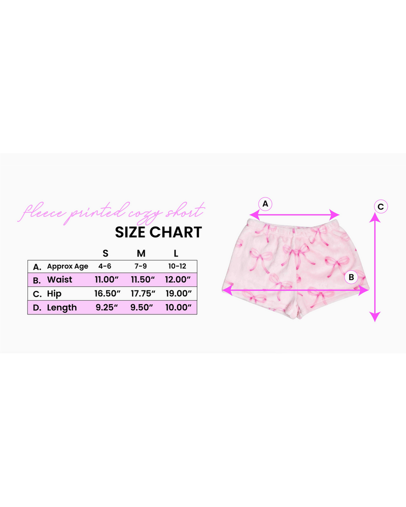 OMG Accessories Fleece Printed Cozy Short {Pink Bow Print}