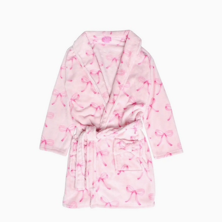 OMG Accessories Fleece Printed Bath Robe {Pink Bow Print}