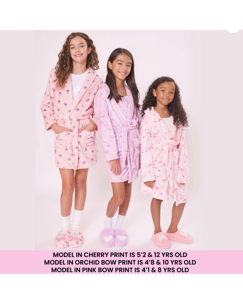 OMG Accessories Fleece Printed Bath Robe {Pink Bow Print}